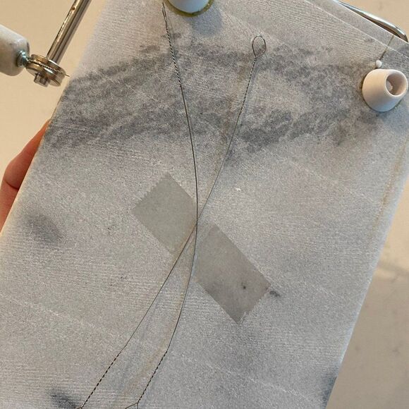 Classic Gray/White 8" x 5" Italian Marble Cheese Slicer - Picture 5 of 7